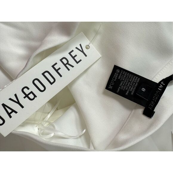 JAYGODFREY White and Silver One-Shoulder Jumpsuit - Picture 13 of 14